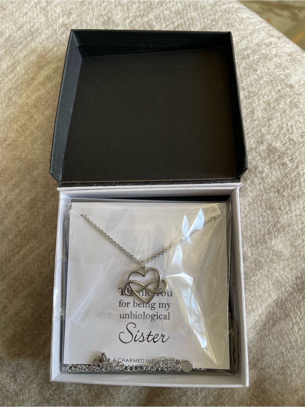 Silver Infinity Heart Unbiological ‘Sister' Necklace